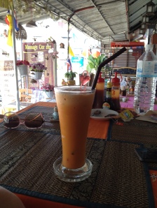 Thai crushed iced tea latte milkshake, Krabi, Thailand